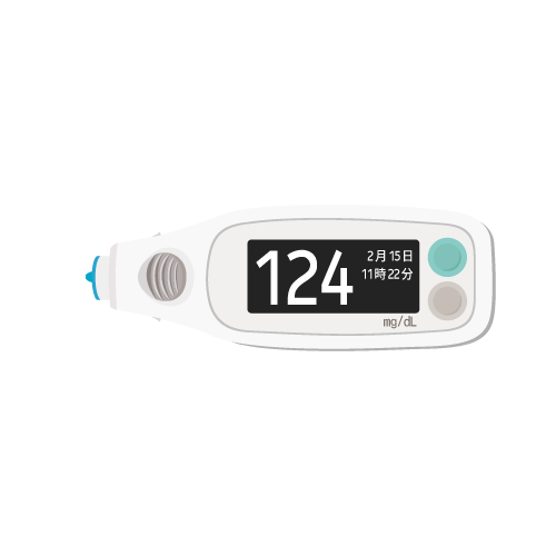 医療 看護 介護 病院 無料 フリー イラスト 素材 糖尿病 Diabetes 血糖測定器 Glucose meter 横型 Horizontal type 新型 New Model LCD letters