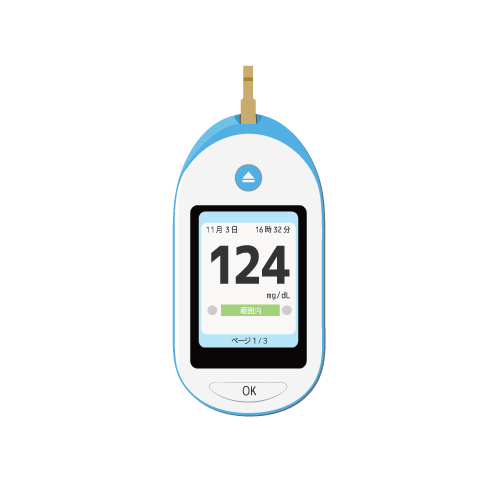 医療 看護 介護 病院 無料 フリー イラスト 素材 糖尿病 Diabetes 血糖測定器 Glucose meter 新型 ブルー New Model light blue